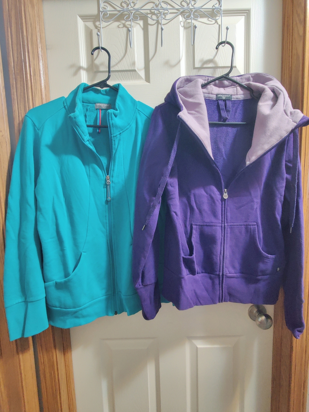 Teal Zip-up Jacket & Purple Hooded Zip-Up